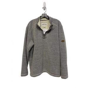 Orvis Men's Gray Half-Zip Pullover Sweater Fleece Lining Cozy Soft XL
